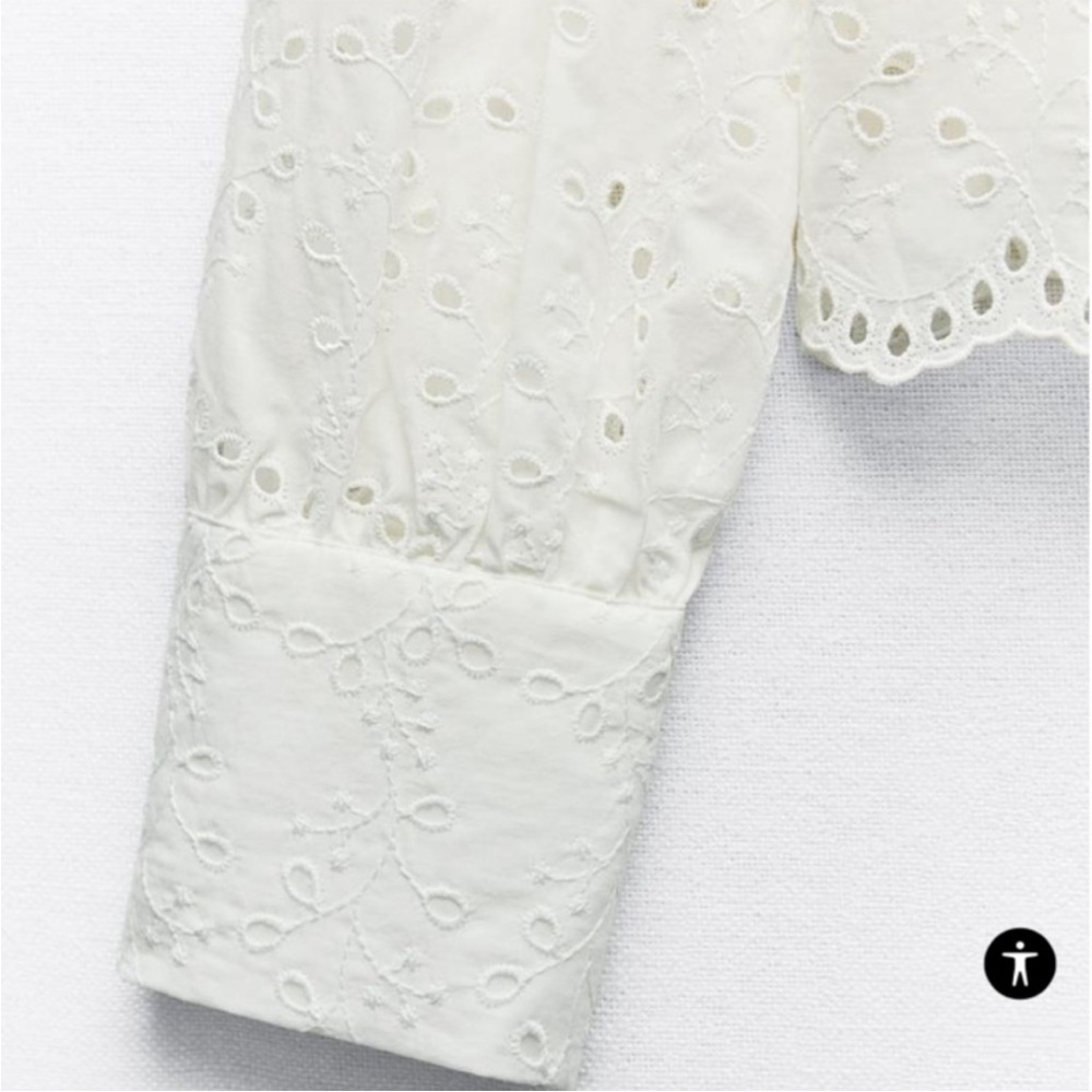 NWT ZARA EMBROIDERED EYELET CROP SHIRT - WHITE BUTTON DOW TOP SIZE M
Firm price - Picture 6 of 11